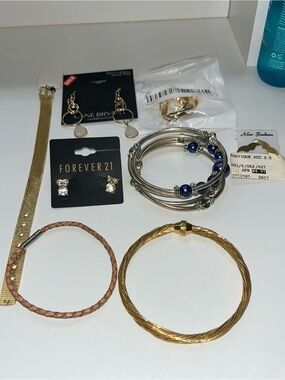 Forever 21 Gold and Navy Mixed Bracelet Set Mixed jewelry lot
